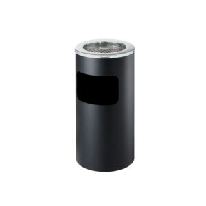 ถังขยะเคลือบสีทรงกลม พร้อมที่เขี่ยบุหรี่ ถังขยะพร้อมที่เขี่ยบุหรี่-ORB-081-197-12-BL